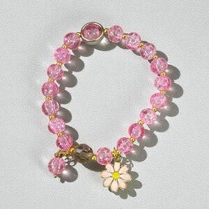 ✨Pink Beaded Flower Charm Bracelet | Kawaii | Pastel Jewelry
